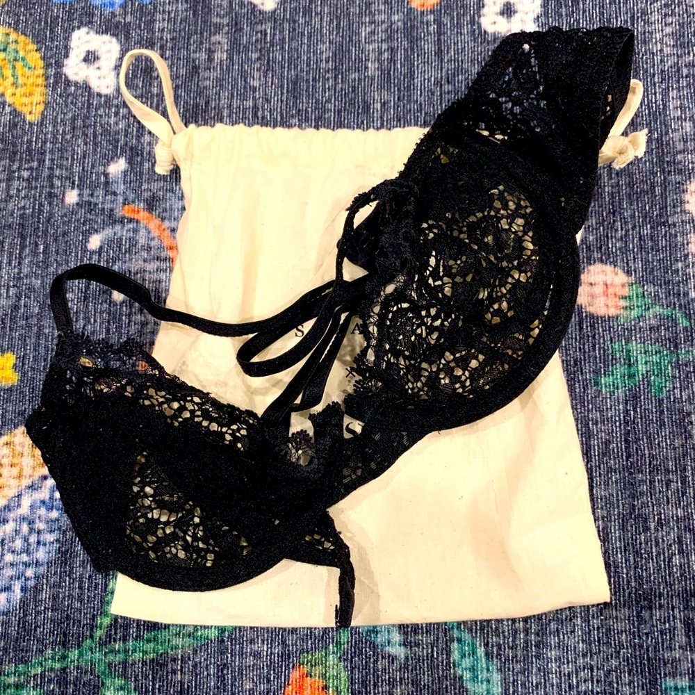 Sezane x YSE collab lingerie set - 1 bra, 2 pair black panties, 1 pair white